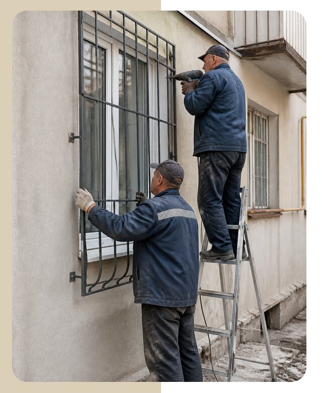 Монтаж защитных решеток на окна и двери под ключ в Коврове
